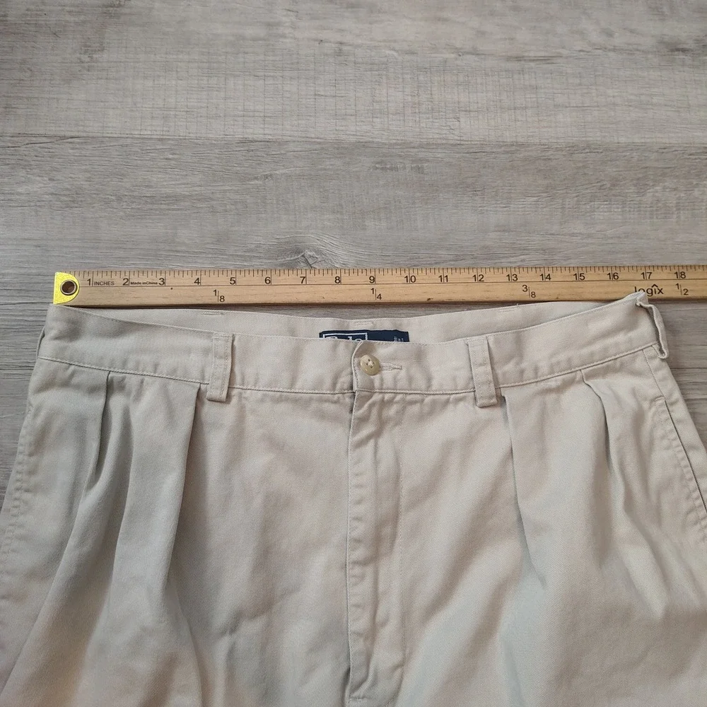Polo Ralph Lauren Tyler Short Mens 35 Khaki Tan Pleated Chino Cotton Shorts 9in